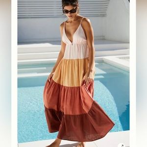 The Raya Colorblock Dress by Anthropologie Maxi Dress - NWOT in Orange Motif